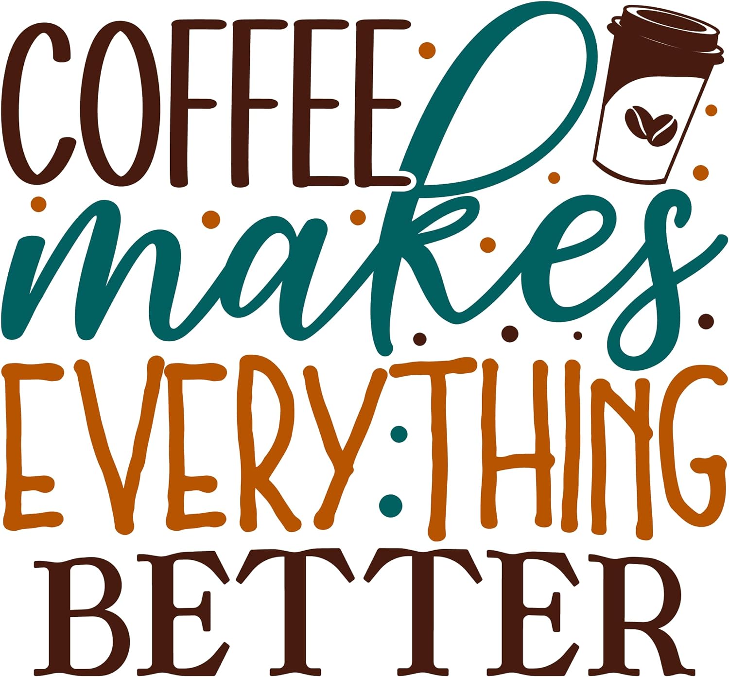 Inspirational Quote "Coffee Makes Everything Better Sticker" Motivational Sticker Vinyl Decal Motivation Stickers- 5" Vinyl Sticker Waterproof