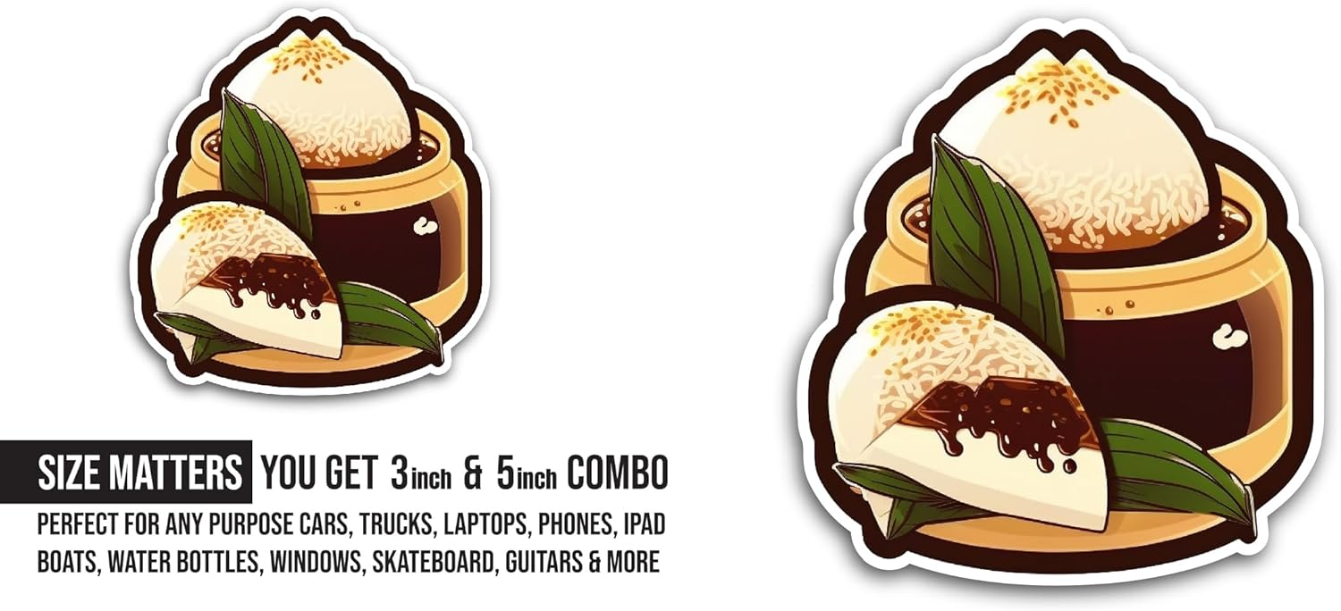 2 (Pieces) 3" and 5" Onigiri Japan Rice Sticker, Waterproof Vinyl Decals for Many Purpose Like Cars, Trucks, Laptops, Phones, Windows and More