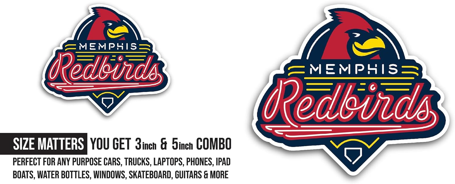 2 (Pieces) 3" and 5" M3mphis Redbirds Sticker, Waterproof Vinyl Decals for Many Purpose Like Cars, Trucks, Laptops, Phones, Windows and More
