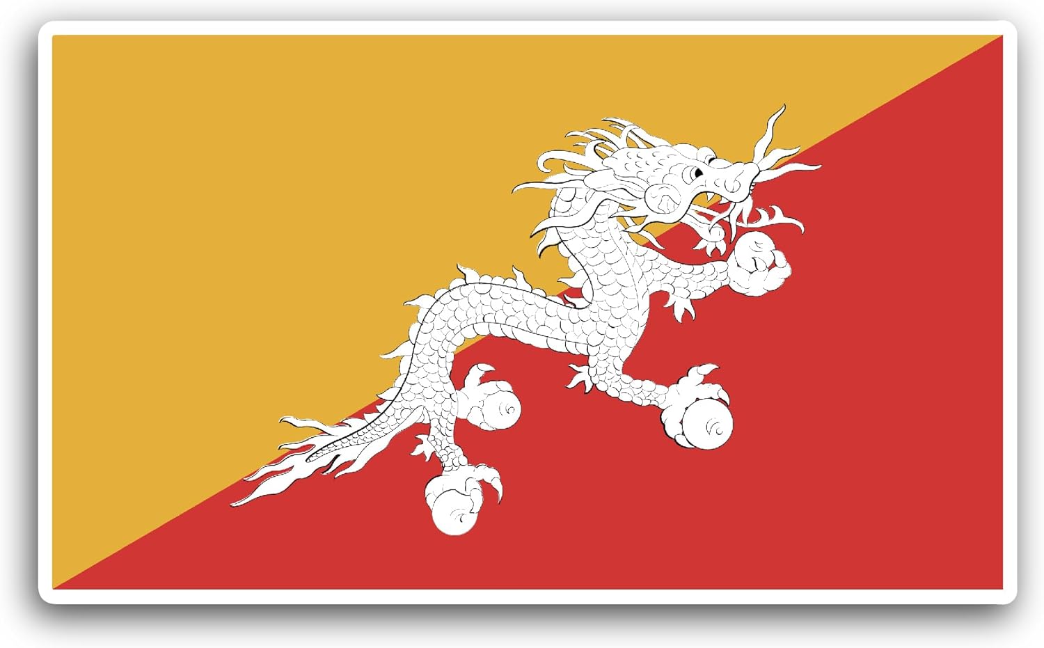 2 (Pieces) 3" and 5" Bhutan Flag Sticker, Waterproof Vinyl Decals for Many Purpose Like Cars, Trucks, Laptops, Phones, Windows and More