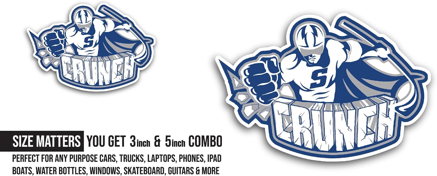 2 (Pieces) 3" and 5" Crunch Sticker, Waterproof Vinyl Decals for Many Purpose Like Cars, Trucks, Laptops, Phones, Windows and More