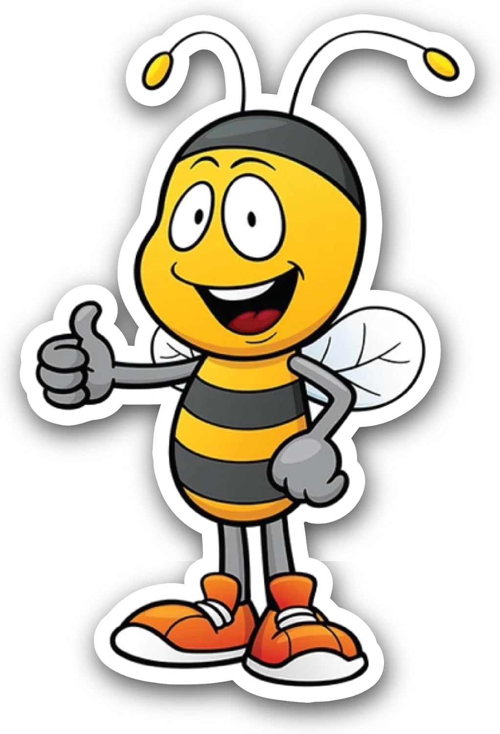 2 (Pieces) 3" and 5" Cute Bee Thumbs Up Sticker, Waterproof Vinyl Decals for Many Purpose Like Cars, Trucks, Laptops, Phones, Windows and More