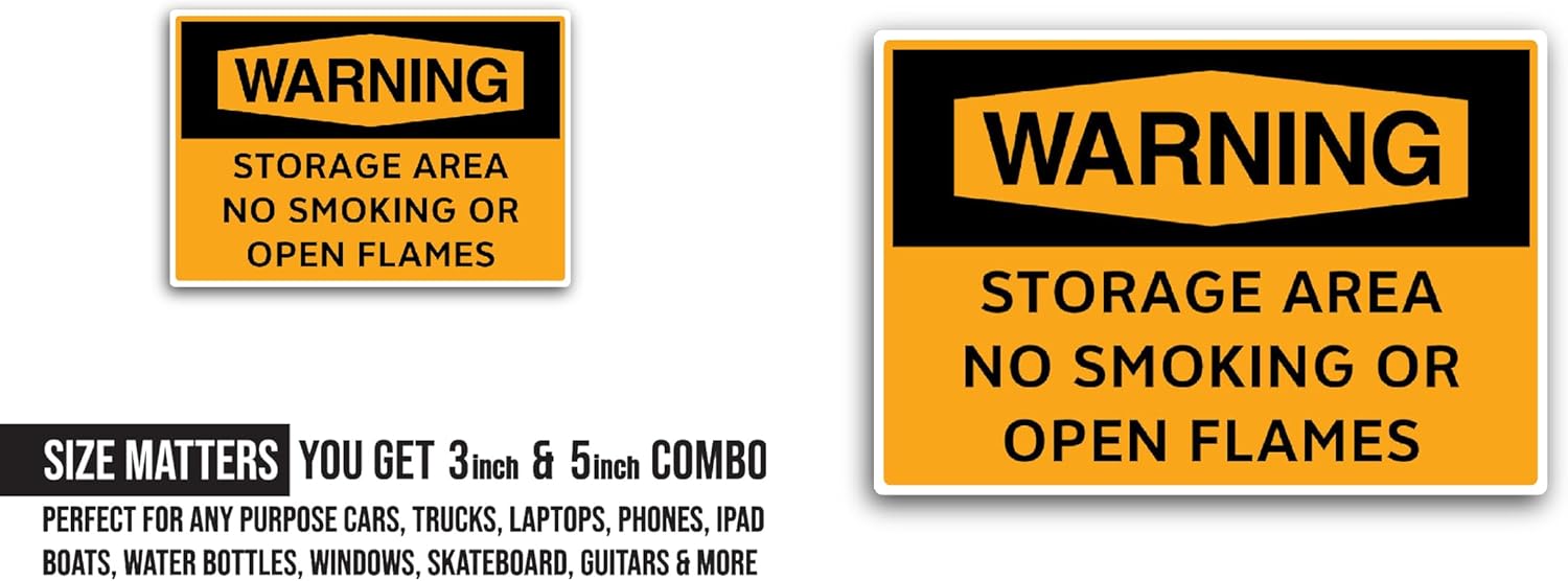 2 (Pieces) 3" and 5" Storage Area Sticker, Waterproof Vinyl Decals for Many Purpose Like Cars, Trucks, Laptops, Phones, Windows and More