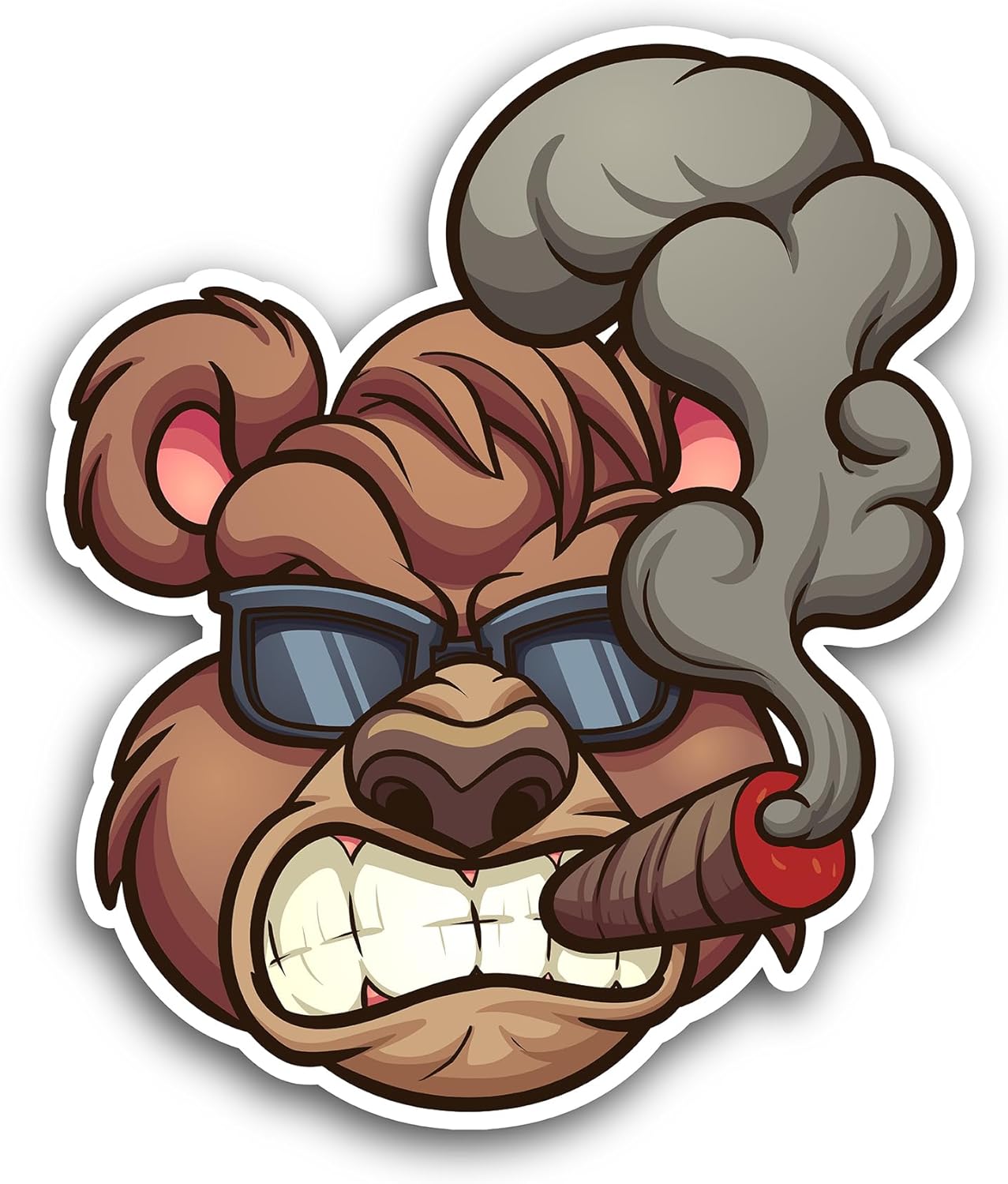 2 (Pieces) 3" and 5" Smoking Bear Decal Sticker, Waterproof Vinyl Decals for Many Purpose Like Cars, Trucks, Laptops, Phones, Windows and More