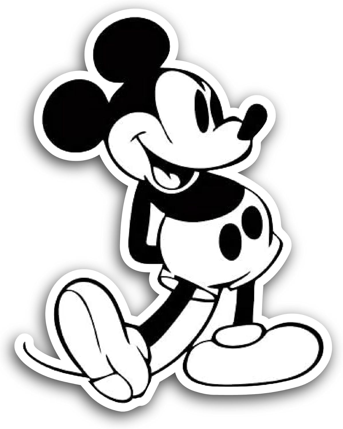 2 (Pieces) 3" and 5" Black and White Mouse Cartoon Character Sticker, Waterproof Vinyl Decals for Many Purpose Like Cars, Trucks, Laptops, Phones, Windows and More