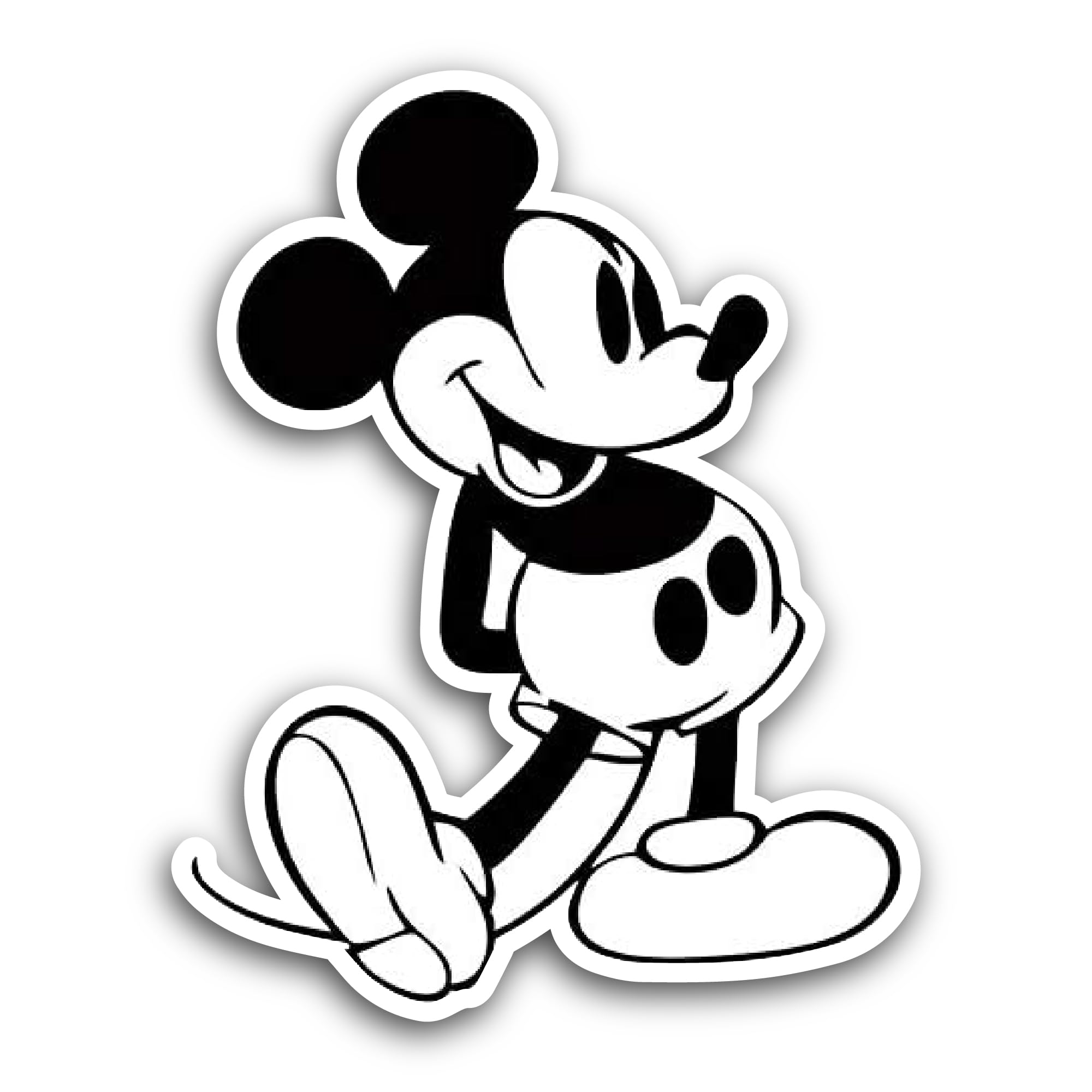2 (Pieces) 3" and 5" Black and White Mouse Cartoon Character Sticker, Waterproof Vinyl Decals for Ma