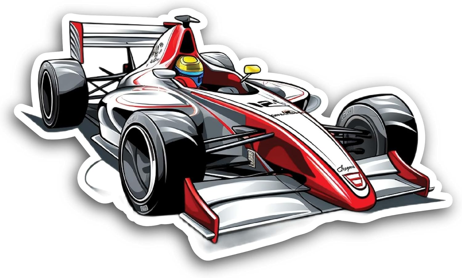 2 (Pieces) 3" and 5" Modern Racing Car Sticker, Waterproof Vinyl Decals for Many Purpose Like Cars, Trucks, Laptops, Phones, Windows and More