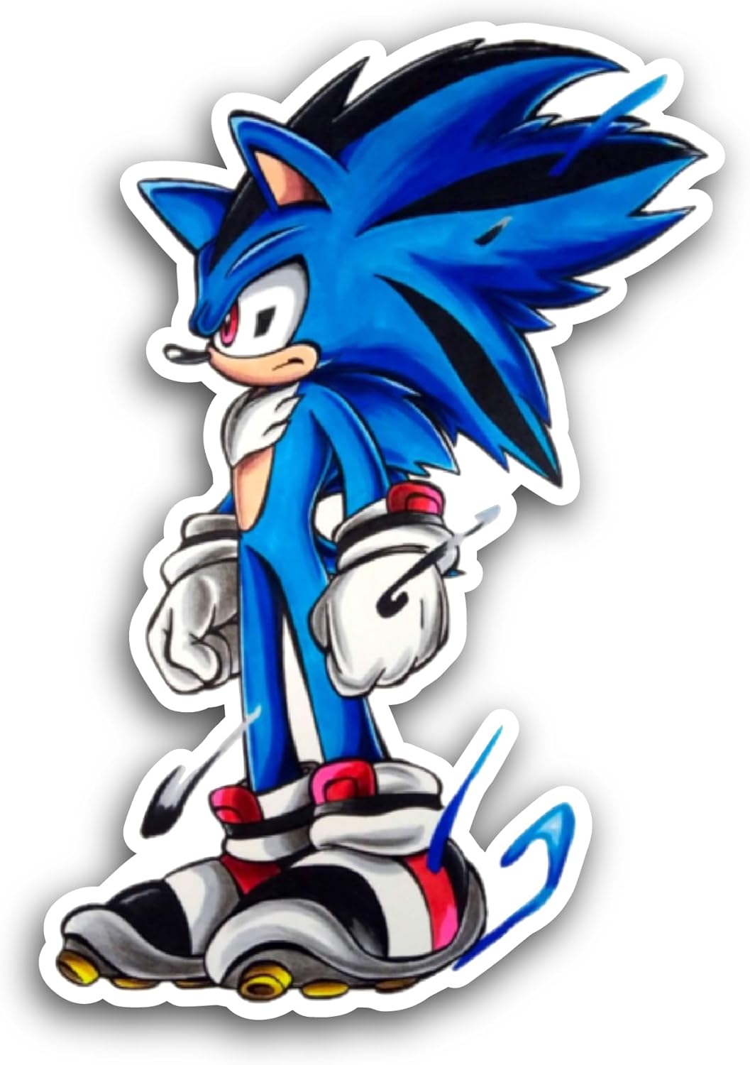 2 (Pieces) 3" and 5" S0nic Cartoon Sticker, Waterproof Vinyl Decals for Many Purpose Like Cars, Trucks, Laptops, Phones, Windows and More
