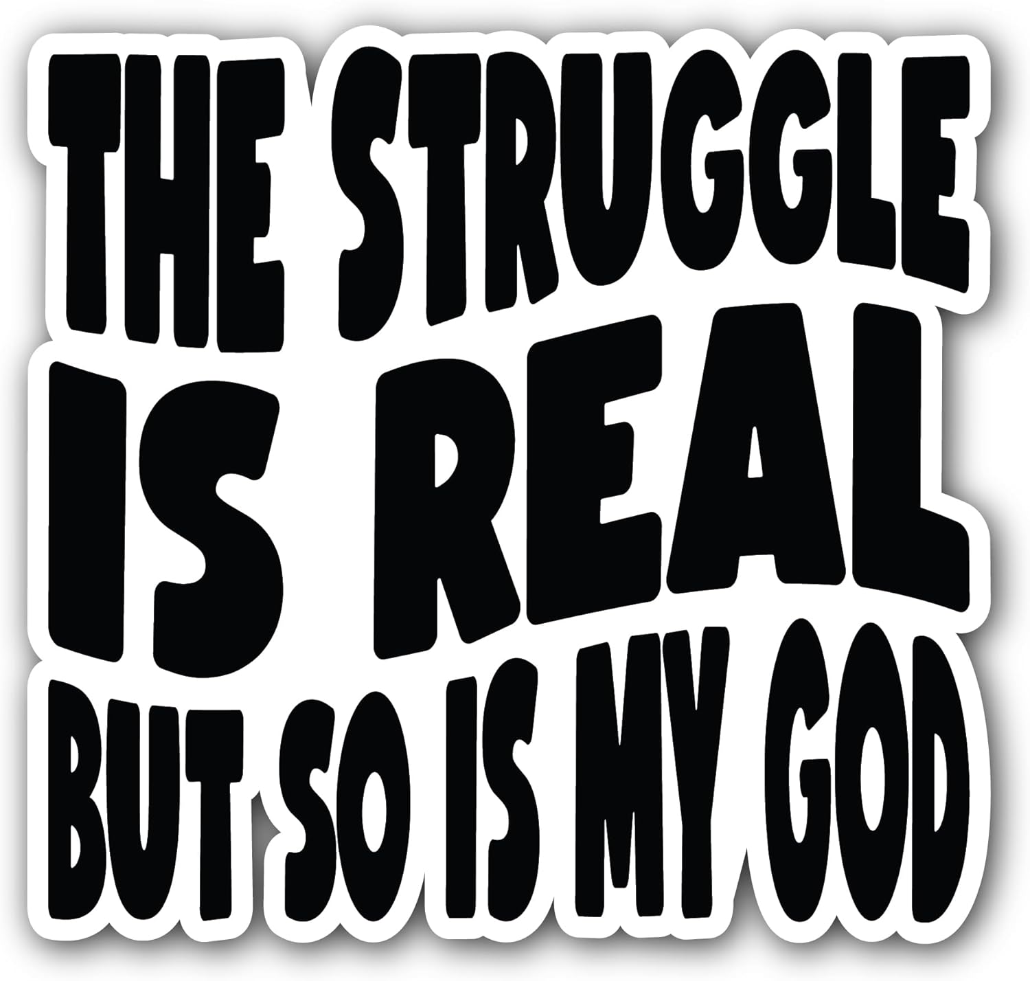 2 (Pieces) 3" and 5" The Struggle is Real Bold Text Sticker, Waterproof Vinyl Decals for Many Purpose Like Cars, Trucks, Laptops, Phones, Windows and More