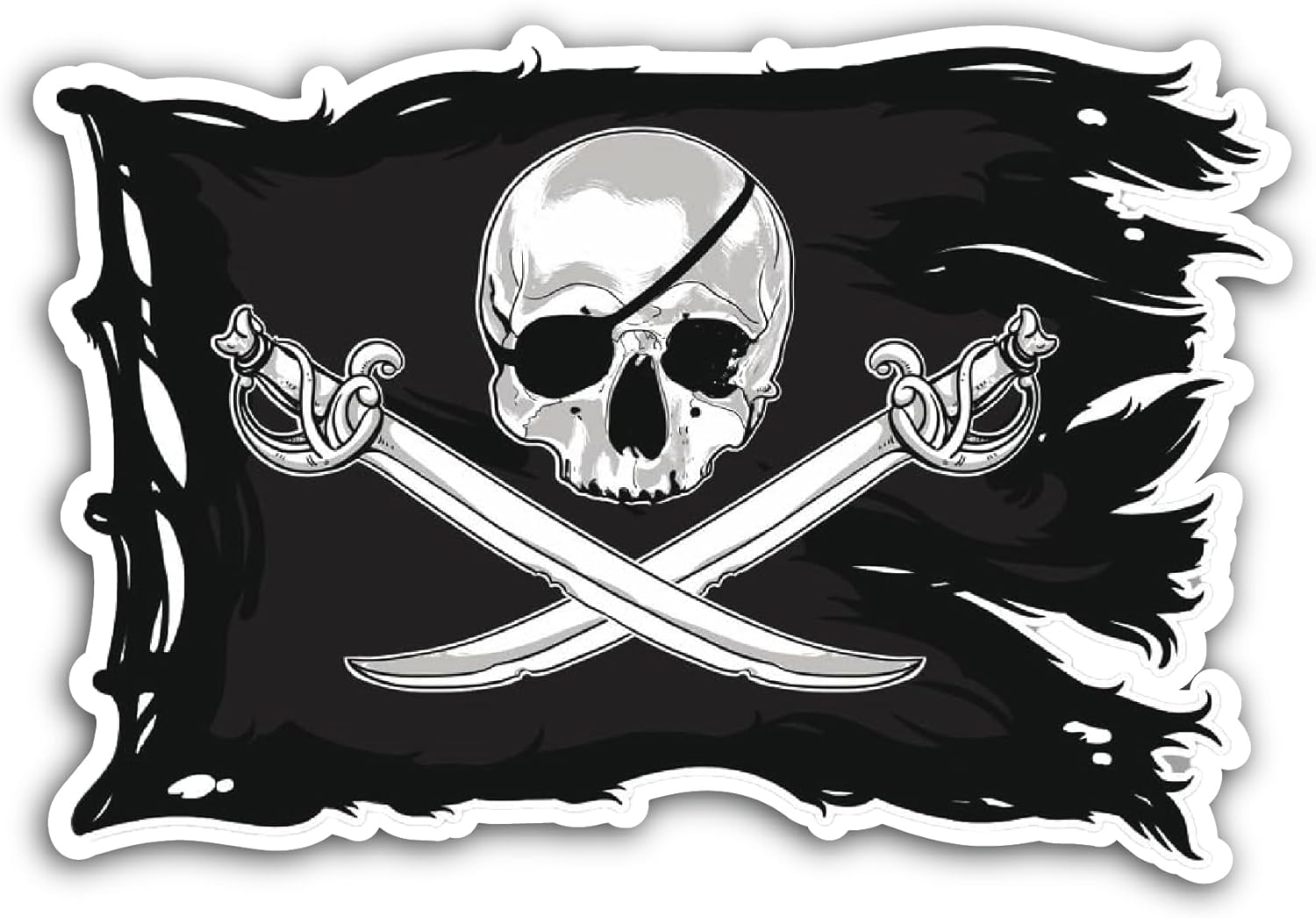 2 (Pieces) 3" and 5" Pirate Flag Decal Sticker, Waterproof Vinyl Decals for Many Purpose Like Cars, Trucks, Laptops, Phones, Windows and More
