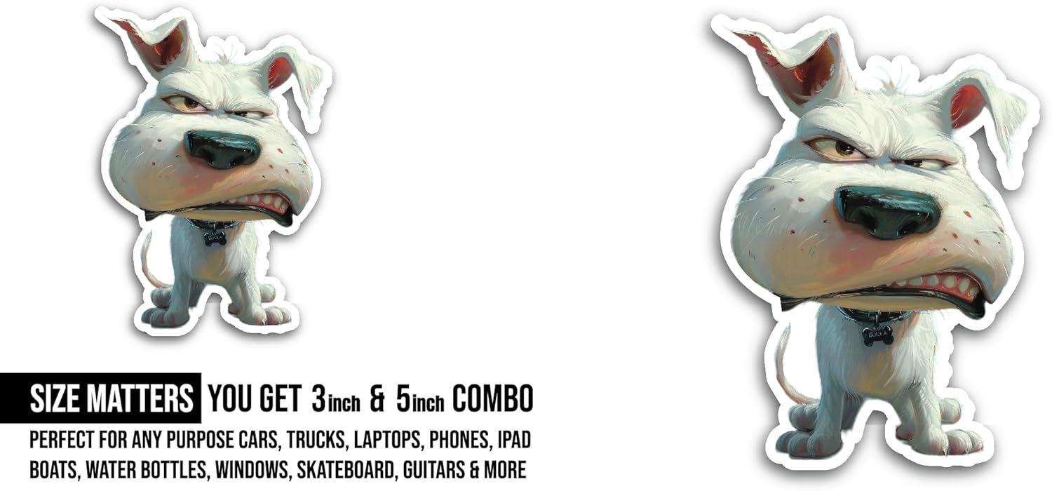 2 (Pieces) 3" and 5" Funny Dog Sticker, Waterproof Vinyl Decals for Many Purpose Like Cars, Trucks, Laptops, Phones, Windows and More
