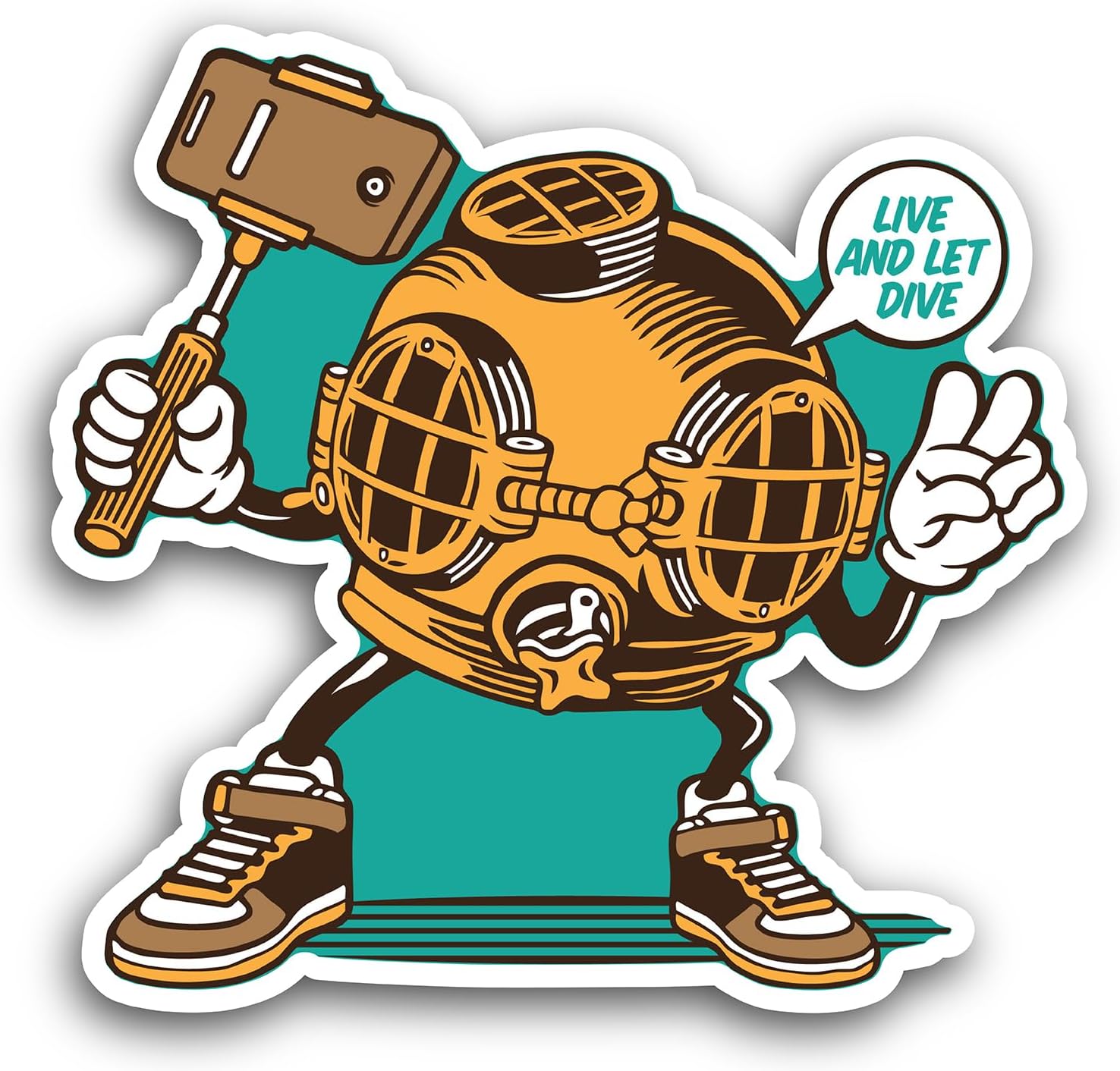 2 (Pieces) 3" and 5" Vintage Diver Helmet Sticker, Waterproof Vinyl Decals for Many Purpose Like Cars, Trucks, Laptops, Phones, Windows and More