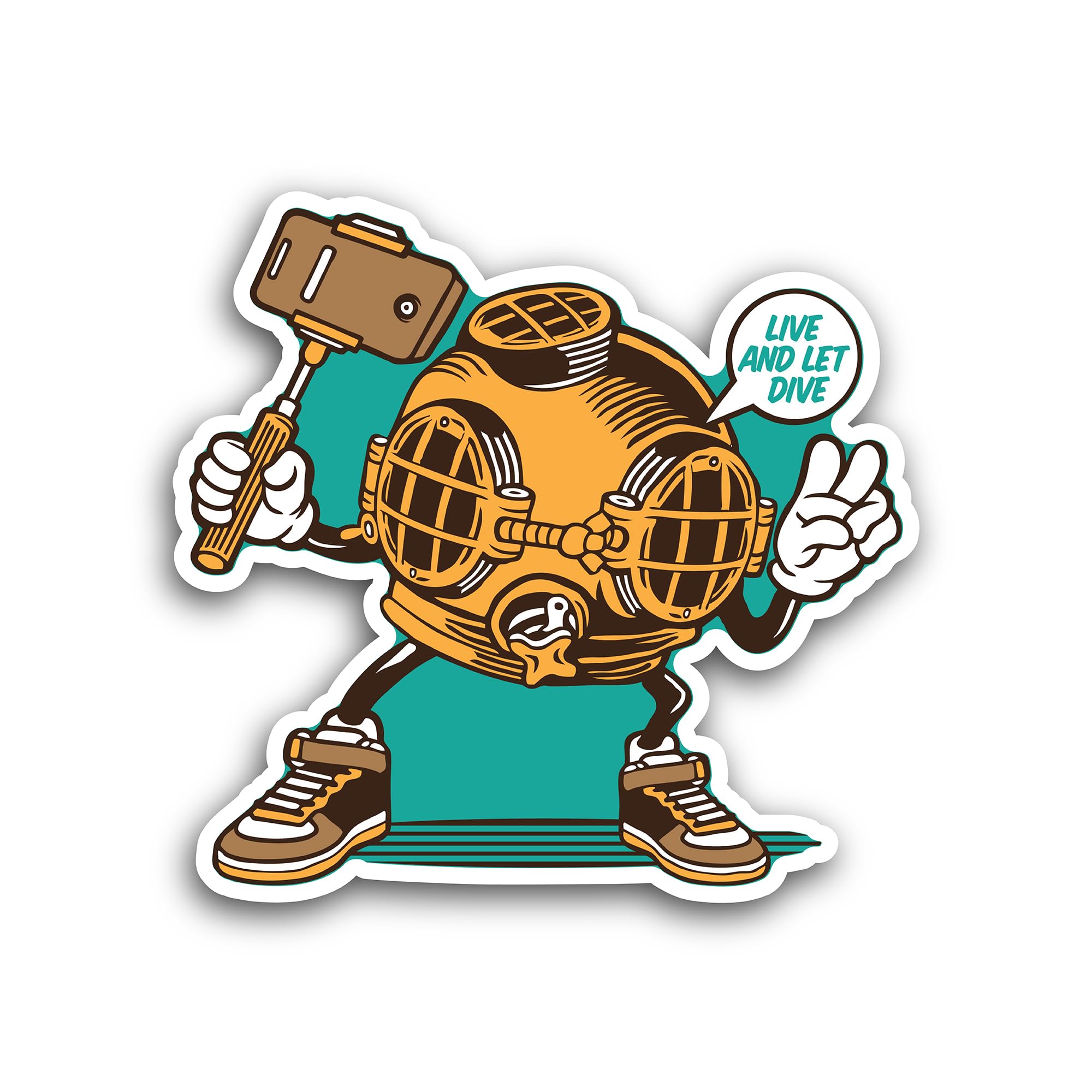 2 (Pieces) 3" and 5" Vintage Diver Helmet Sticker, Waterproof Vinyl Decals for Many Purpose Like Car