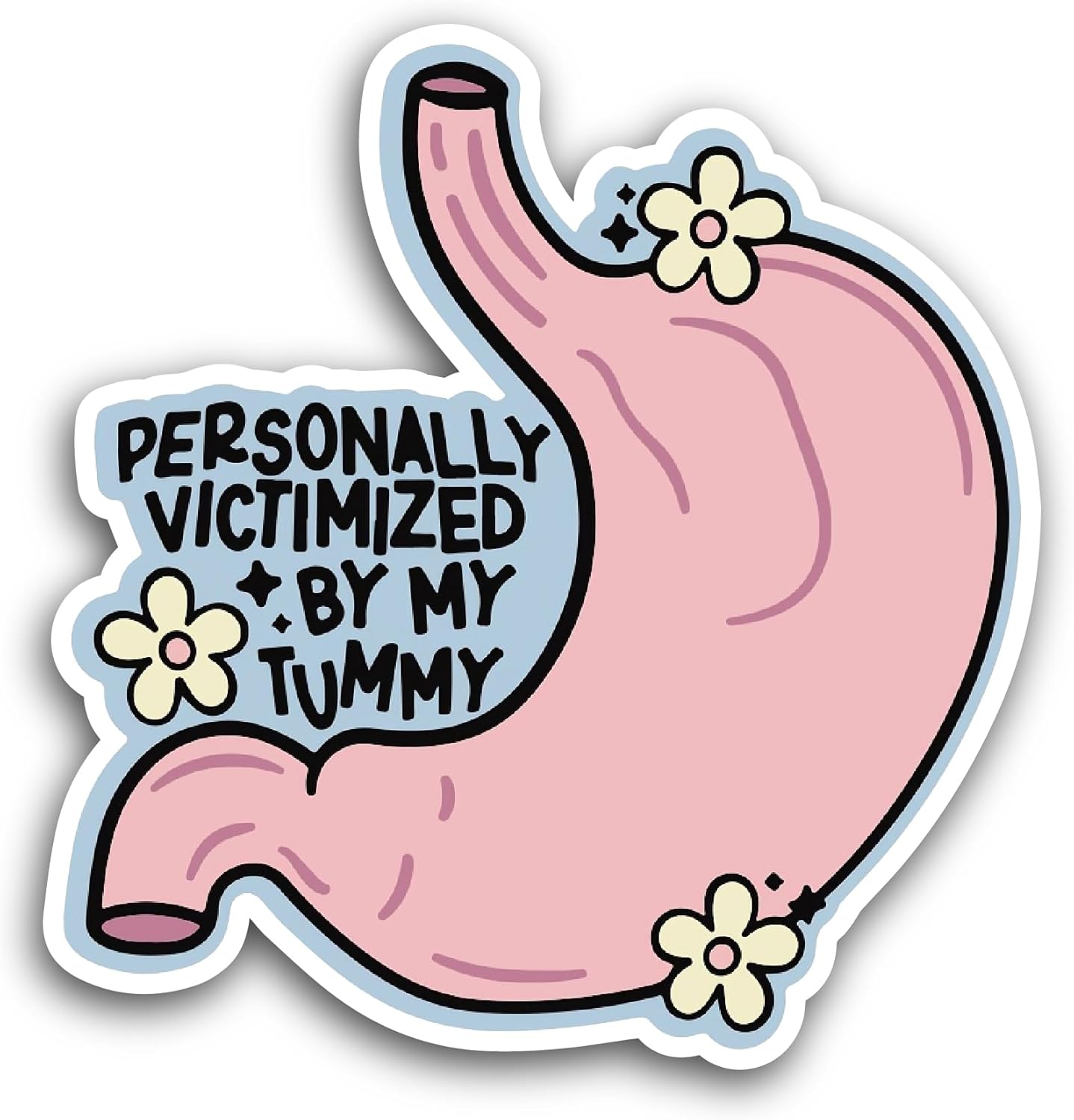 2 (Pieces) 3" and 5" Personally Victimized by My Tummy Sticker, Waterproof Vinyl Decals for Many Purpose Like Cars, Trucks, Laptops, Phones, Windows and More