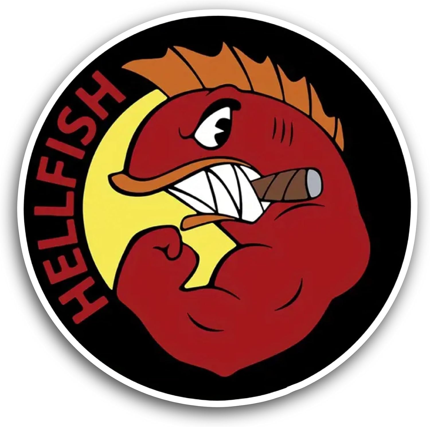 2 (Pieces) 3" and 5" Hellfish Sticker, Waterproof Vinyl Decals for Many Purpose Like Cars, Trucks, Laptops, Phones, Windows and More
