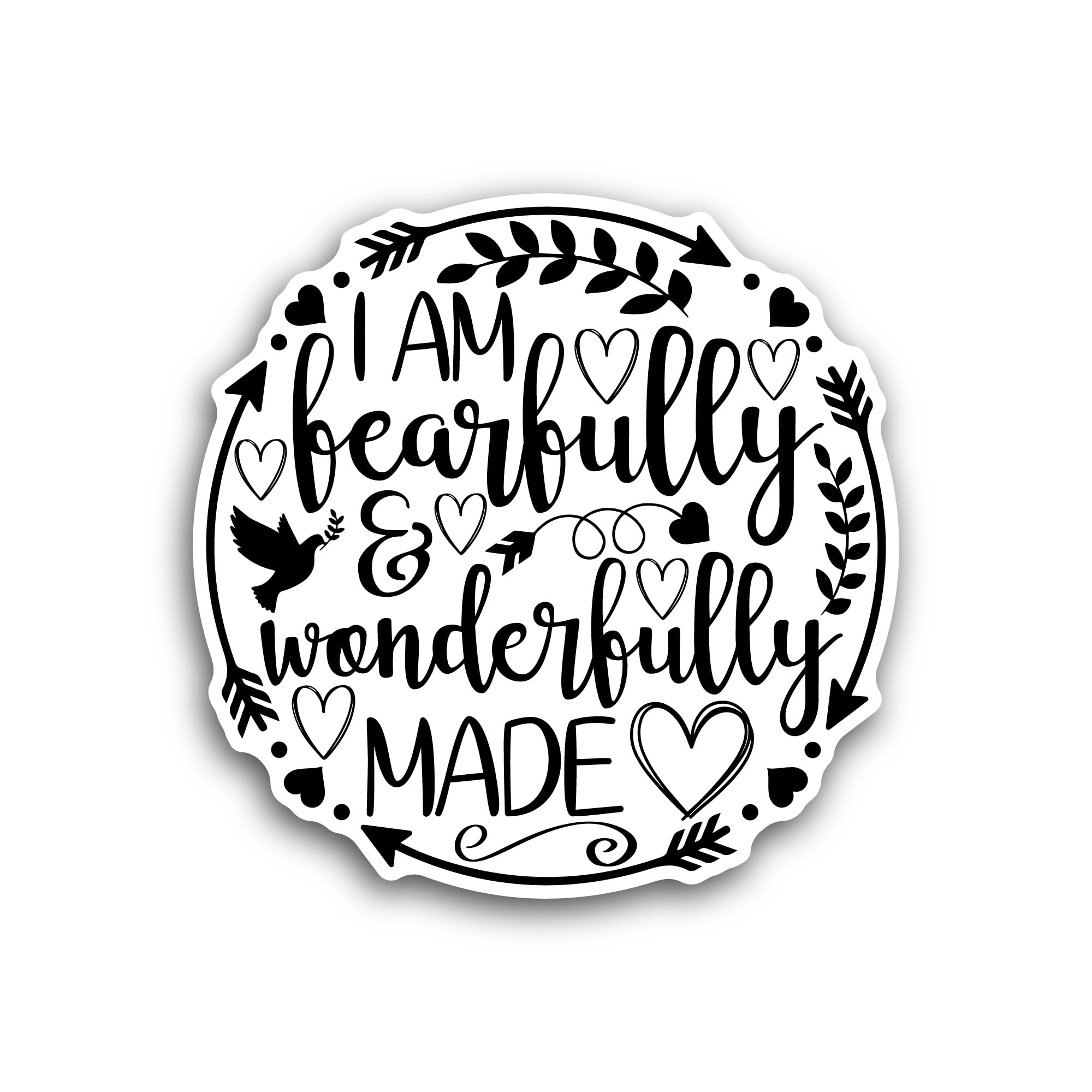 2 (Pieces) 3" and 5" I Am Fearfully and Wonderfully Made Sticker, Waterproof Vinyl Decals for Many P