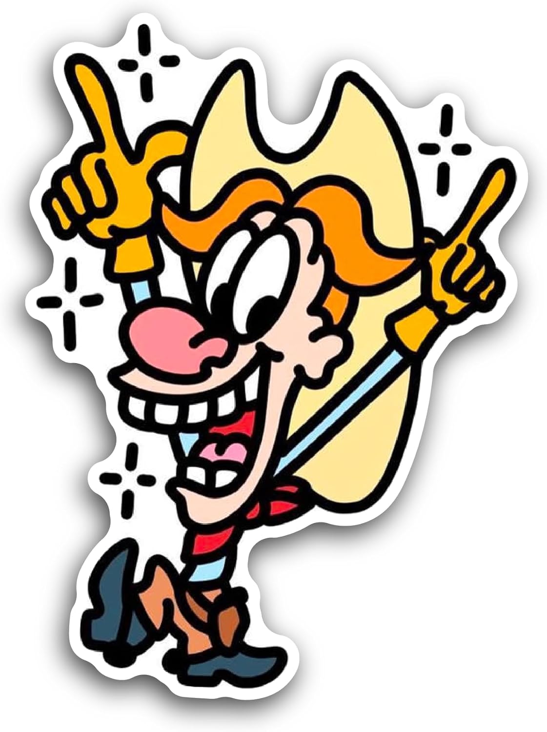 2 (Pieces) 3" and 5" Funny Cartoon Cowboy Sticker, Waterproof Vinyl Decals for Many Purpose Like Cars, Trucks, Laptops, Phones, Windows and More
