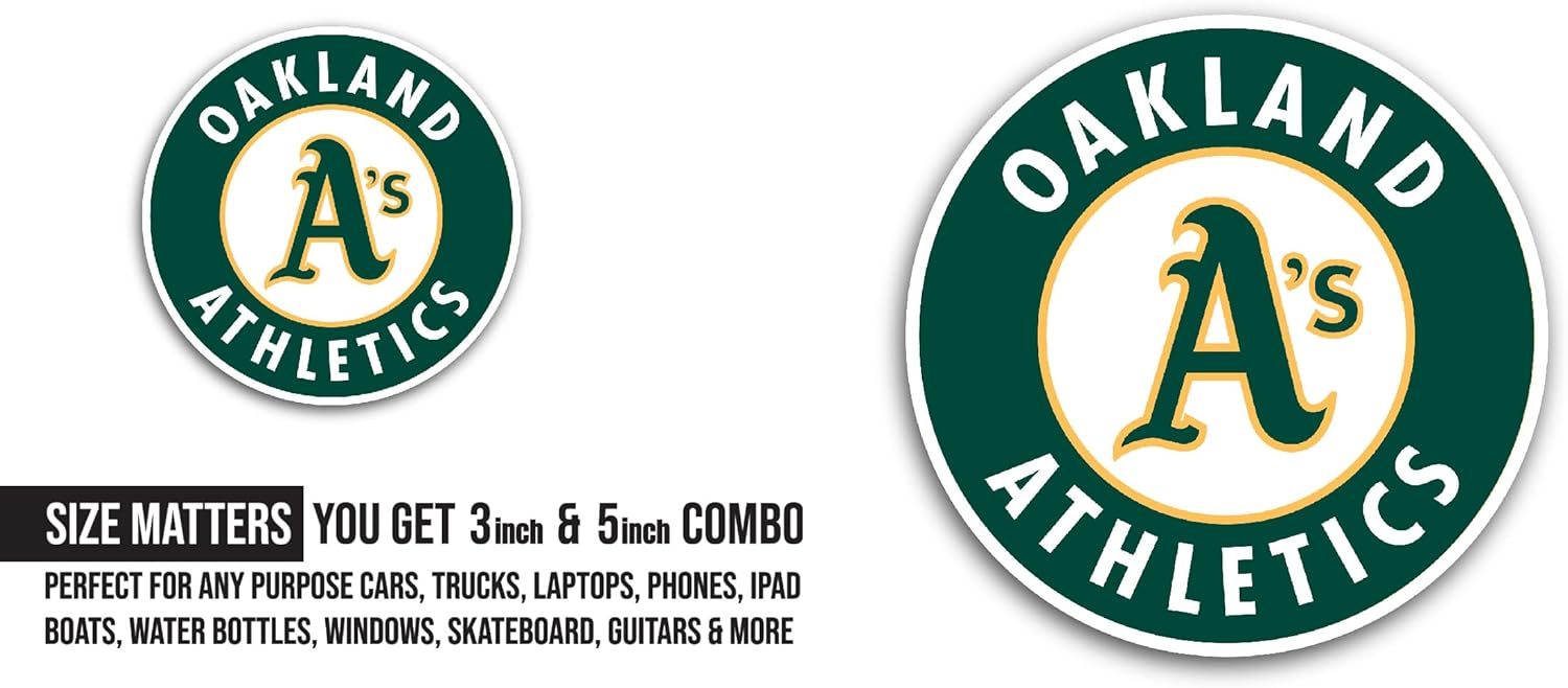 2 (Pieces) 3" and 5" Oakland Logo Sticker, Waterproof Vinyl Decals for Many Purpose Like Cars, Trucks, Laptops, Phones, Windows and More