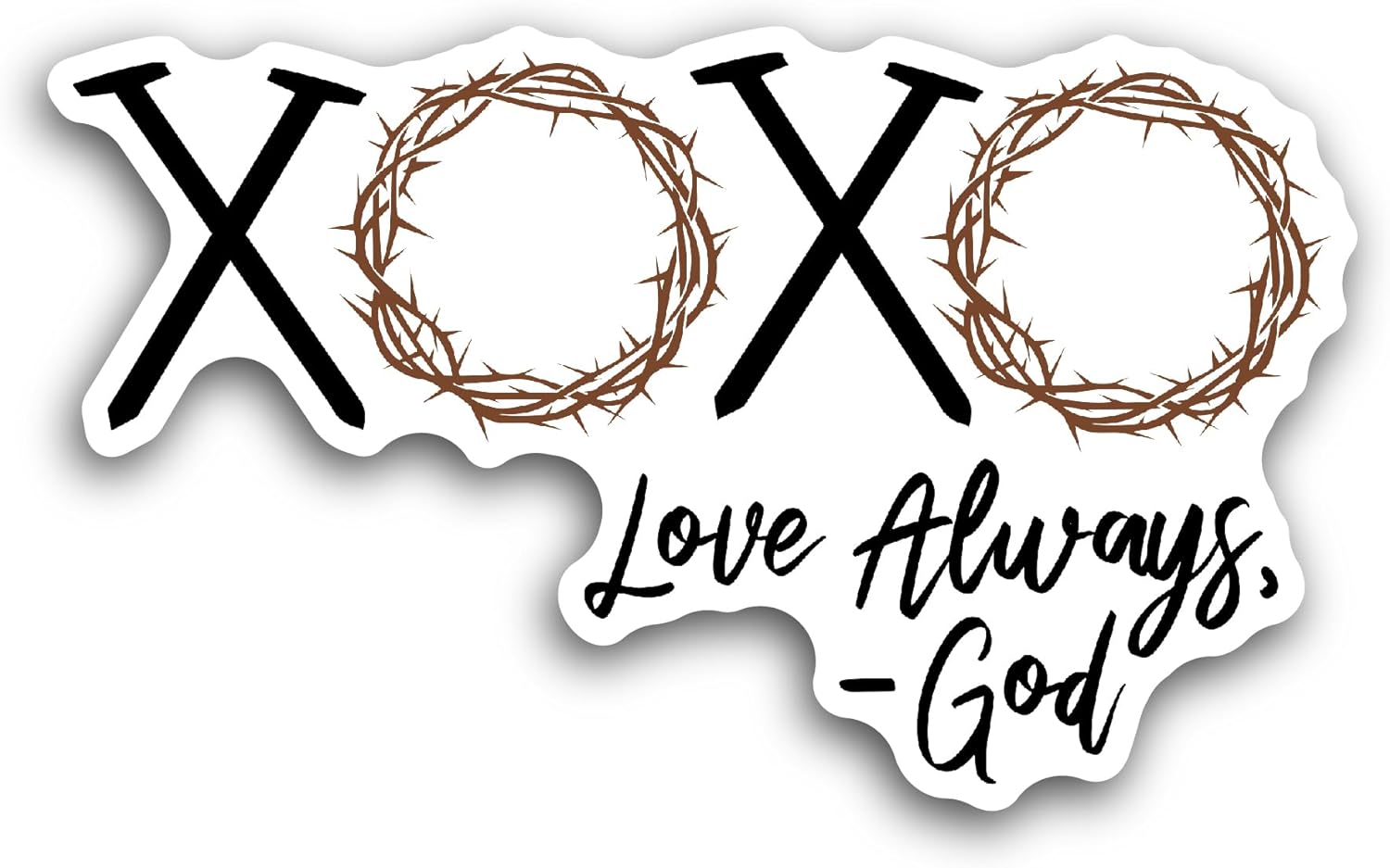 2 (Pieces) 3" and 5" XOXO Love Always God Sticker, Waterproof Vinyl Decals for Many Purpose Like Cars, Trucks, Laptops, Phones, Windows and More