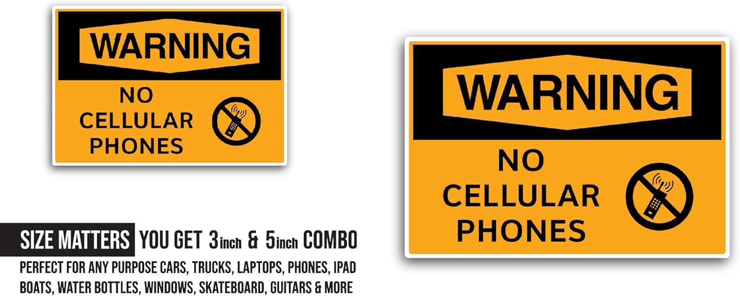 2 (Pieces) 3" and 5" No Cellular Sticker, Waterproof Vinyl Decals for Many Purpose Like Cars, Trucks, Laptops, Phones, Windows and More