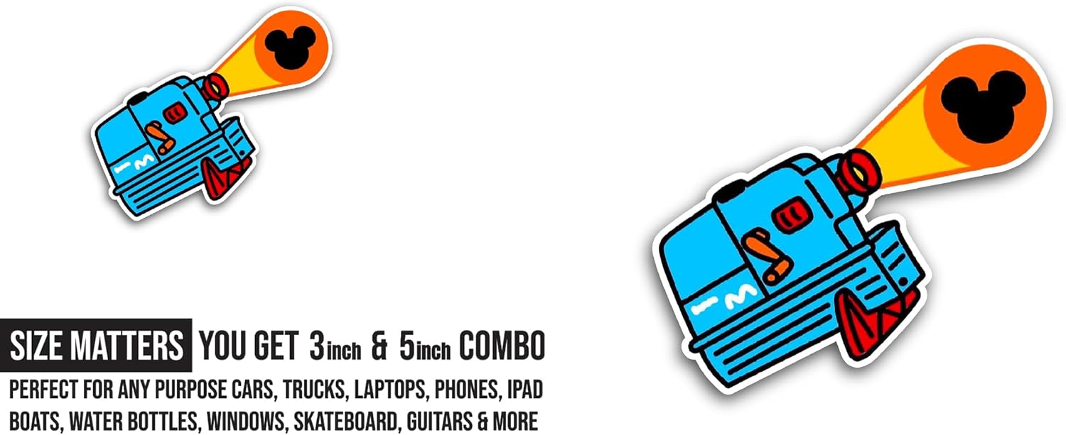 2 (Pieces) 3" and 5" Cartoon Camera Sticker, Waterproof Vinyl Decals for Many Purpose Like Cars, Trucks, Laptops, Phones, Windows and More