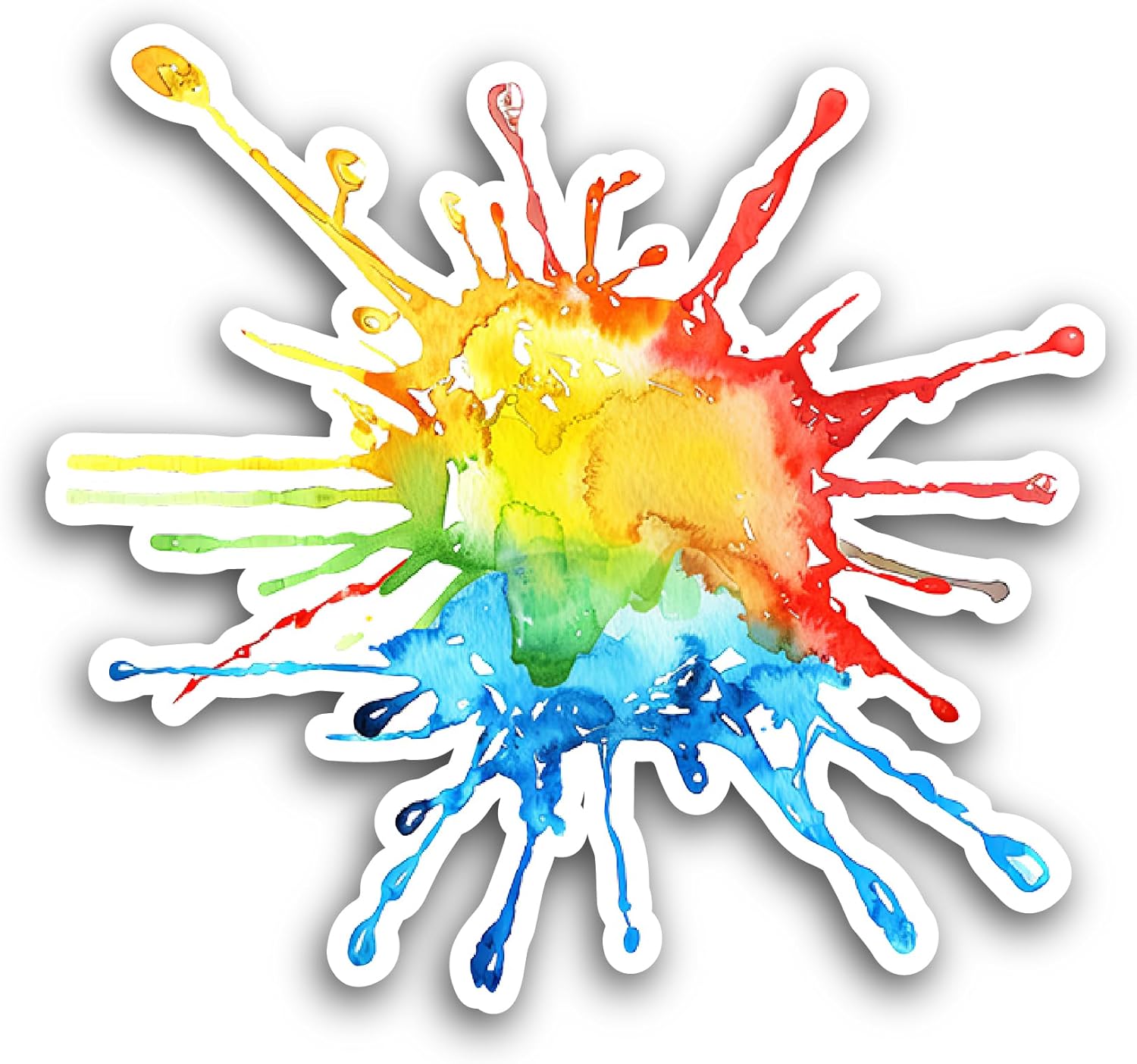 2 (Pieces) 3" and 5" Colorful Blue and Yellow Splash Sticker, Waterproof Vinyl Decals for Many Purpose Like Cars, Trucks, Laptops, Phones, Windows and More