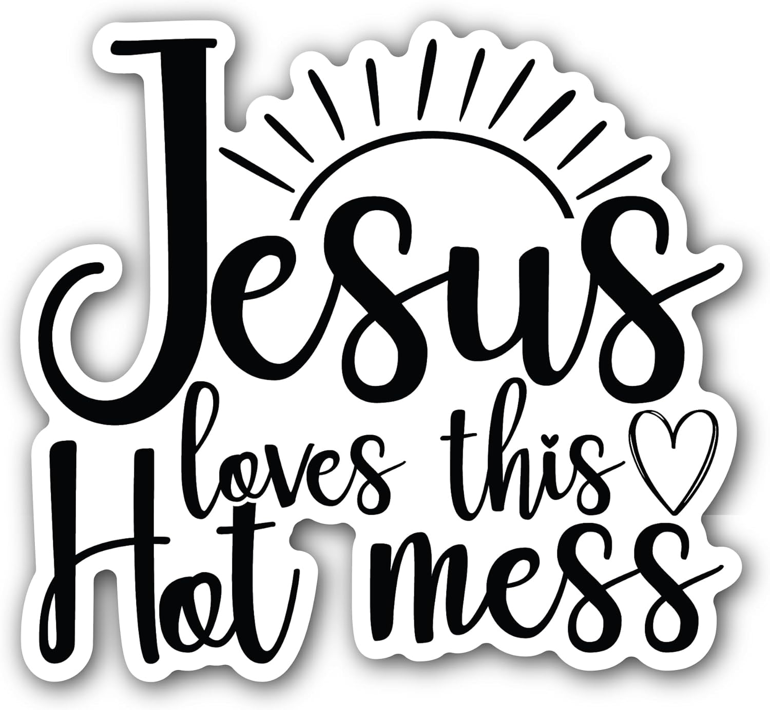 2 (Pieces) 3" and 5" Jesus Loves This Hot Mess Sticker, Waterproof Vinyl Decals for Many Purpose Like Cars, Trucks, Laptops, Phones, Windows and More