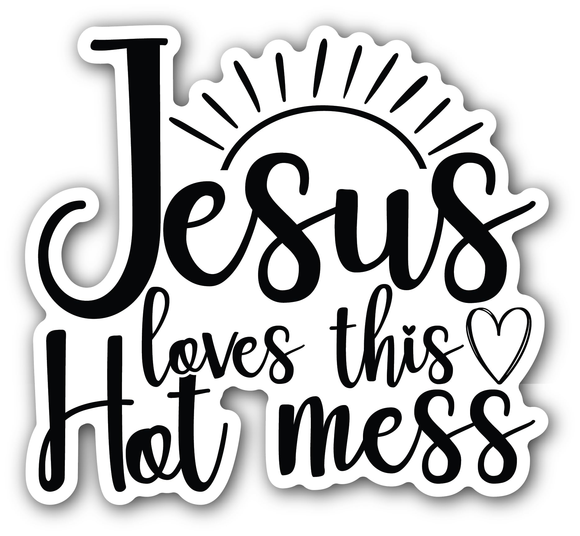 2 (Pieces) 3" and 5" Jesus Loves This Hot Mess Sticker, Waterproof Vinyl Decals for Many Purpose Lik
