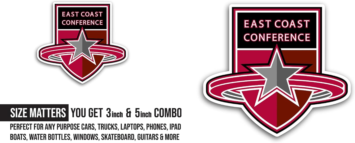 2 (Pieces) 3" and 5" East C0ast Conference Sticker, Waterproof Vinyl Decals for Many Purpose Like Cars, Trucks, Laptops, Phones, Windows and More
