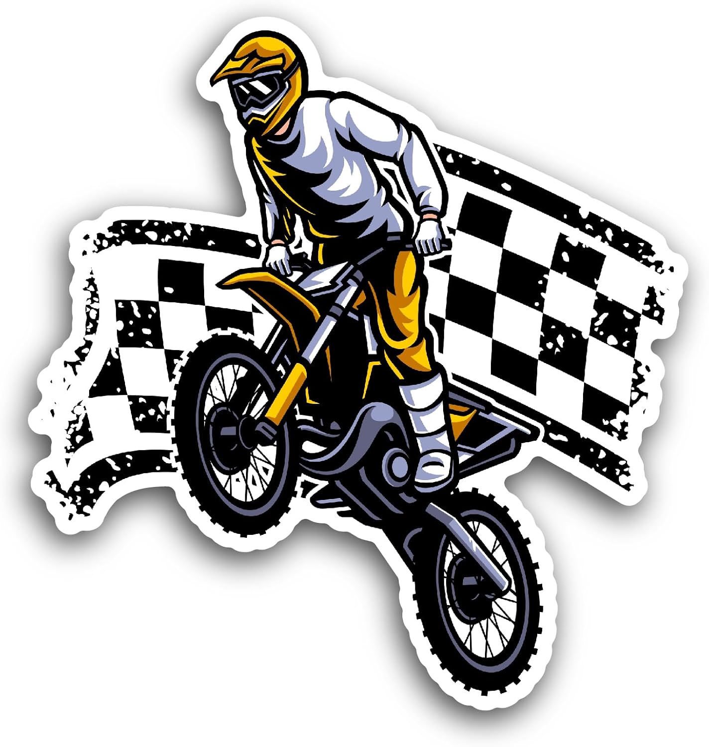 2 (Pieces) 3" and 5" Moto Cross Sticker, Waterproof Vinyl Decals for Many Purpose Like Cars, Trucks, Laptops, Phones, Windows and More