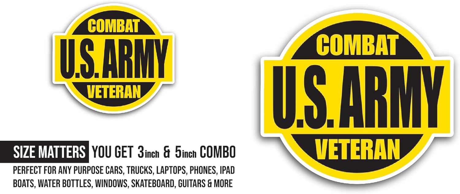 2 (Pieces) 3" and 5" U.S. Army Sticker, Waterproof Vinyl Decals for Many Purpose Like Cars, Trucks, Laptops, Phones, Windows and More