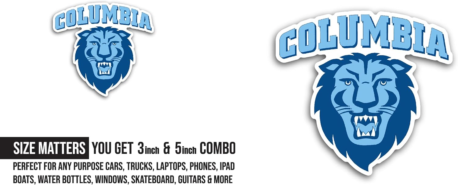 2 (Pieces) 3" and 5" Columbia Li0ns Sticker, Waterproof Vinyl Decals for Many Purpose Like Cars, Trucks, Laptops, Phones, Windows and More
