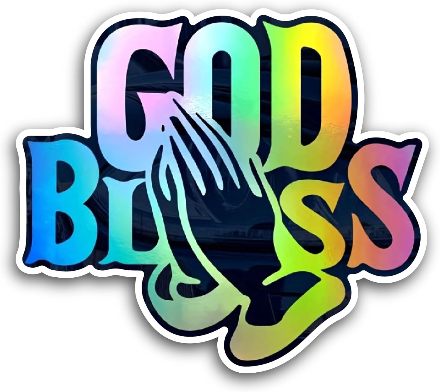 2 (Pieces) 3" and 5" God Bless Colorful Text Sticker, Waterproof Vinyl Decals for Many Purpose Like Cars, Trucks, Laptops, Phones, Windows and More