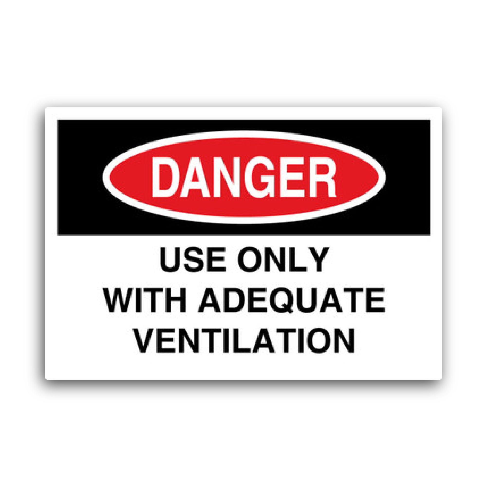2 (Pieces) 3" and 5" Use Only with Adequate Ventilation Sticker, Waterproof Vinyl Decals for Many Pu