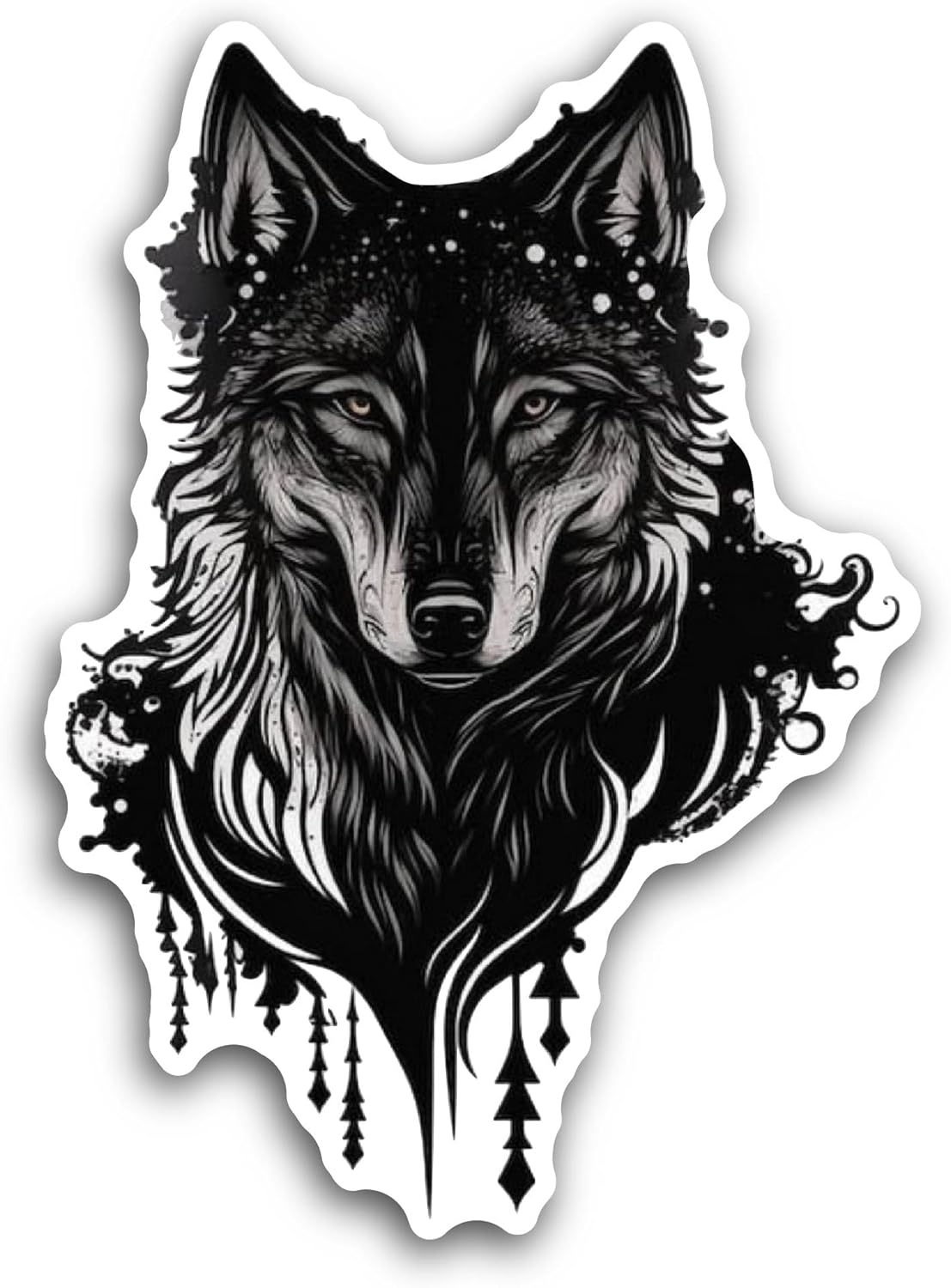 2 (Pieces) 3" and 5" Black and White Wolf Sticker, Waterproof Vinyl Decals for Many Purpose Like Cars, Trucks, Laptops, Phones, Windows and More