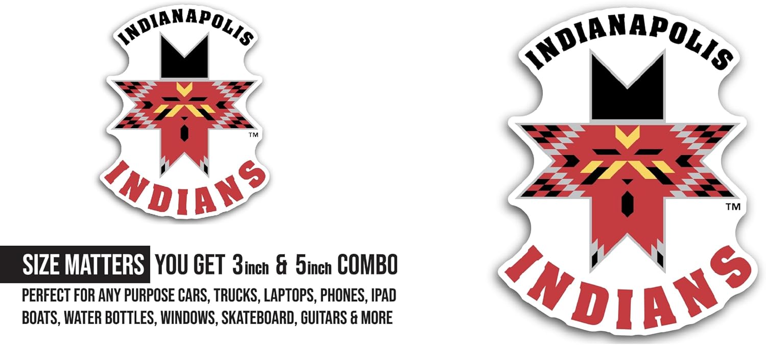 2 (Pieces) 3" and 5" Indianap0lis Indians Sticker, Waterproof Vinyl Decals for Many Purpose Like Cars, Trucks, Laptops, Phones, Windows and More