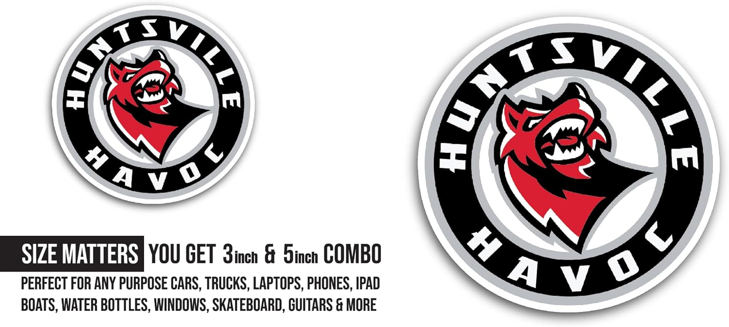 2 (Pieces) 3" and 5" Huntsville Hav0c Sticker, Waterproof Vinyl Decals for Many Purpose Like Cars, Trucks, Laptops, Phones, Windows and More