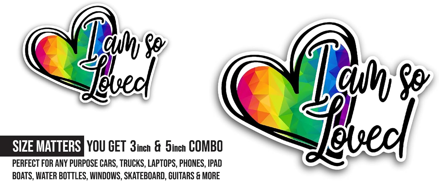 2 (Pieces) 3" and 5" Rainbow Heart Sticker, Waterproof Vinyl Decals for Many Purpose Like Cars, Trucks, Laptops, Phones, Windows and More