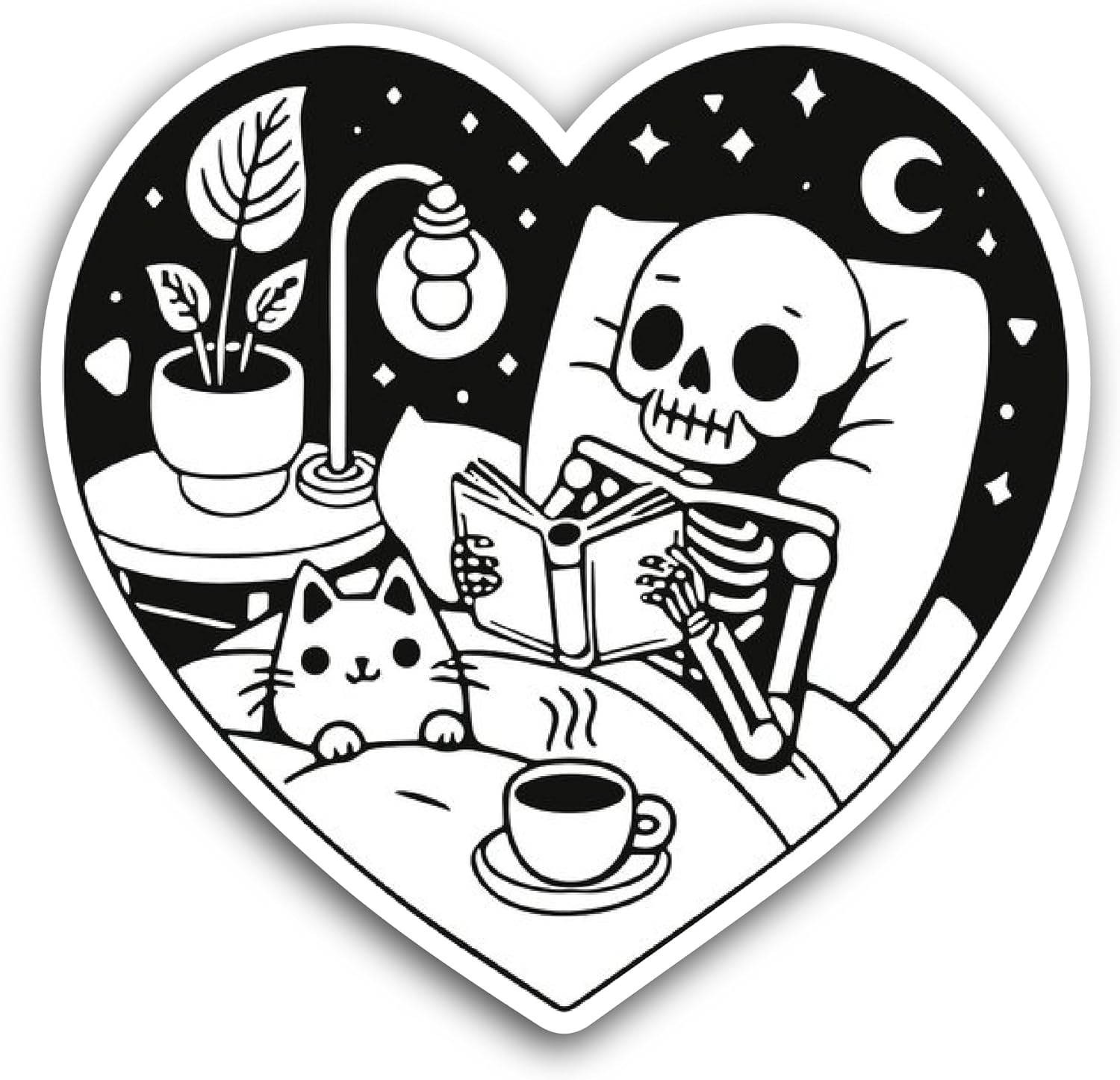 2 (Pieces) 3" and 5" Skeleton and Cat Sticker, Waterproof Vinyl Decals for Many Purpose Like Cars, Trucks, Laptops, Phones, Windows and More