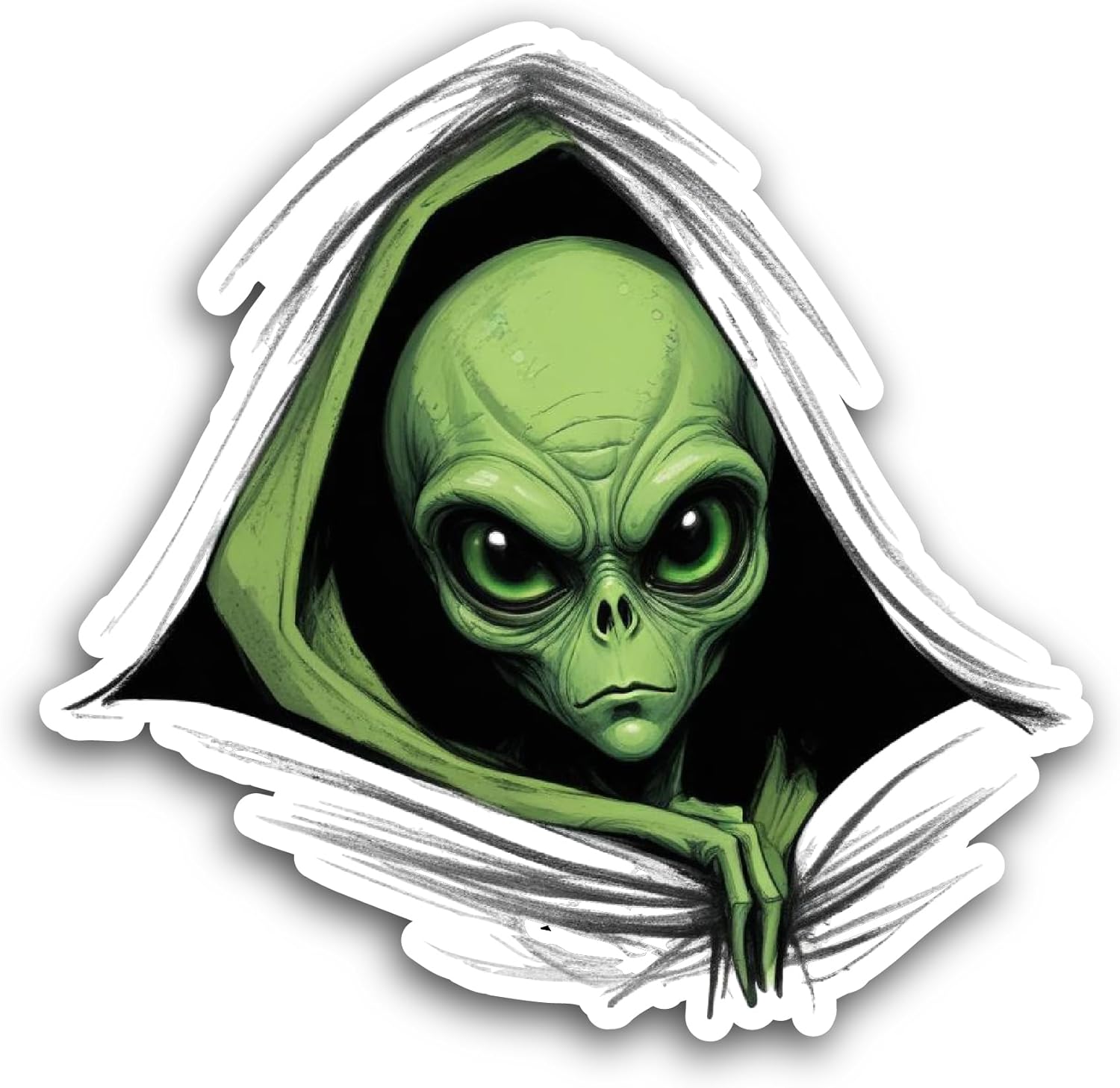 2 (Pieces) 3" and 5" Green Alien Sticker, Waterproof Vinyl Decals for Many Purpose Like Cars, Trucks, Laptops, Phones, Windows and More