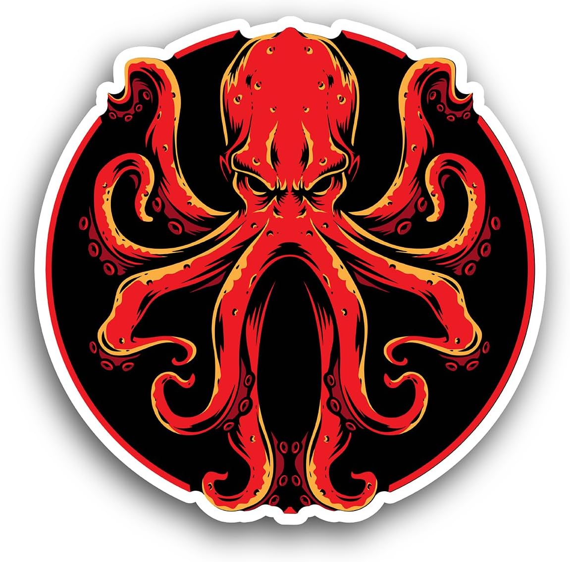 2 (Pieces) 3" and 5" Red Octopus Sticker, Waterproof Vinyl Decals for Many Purpose Like Cars, Trucks, Laptops, Phones, Windows and More