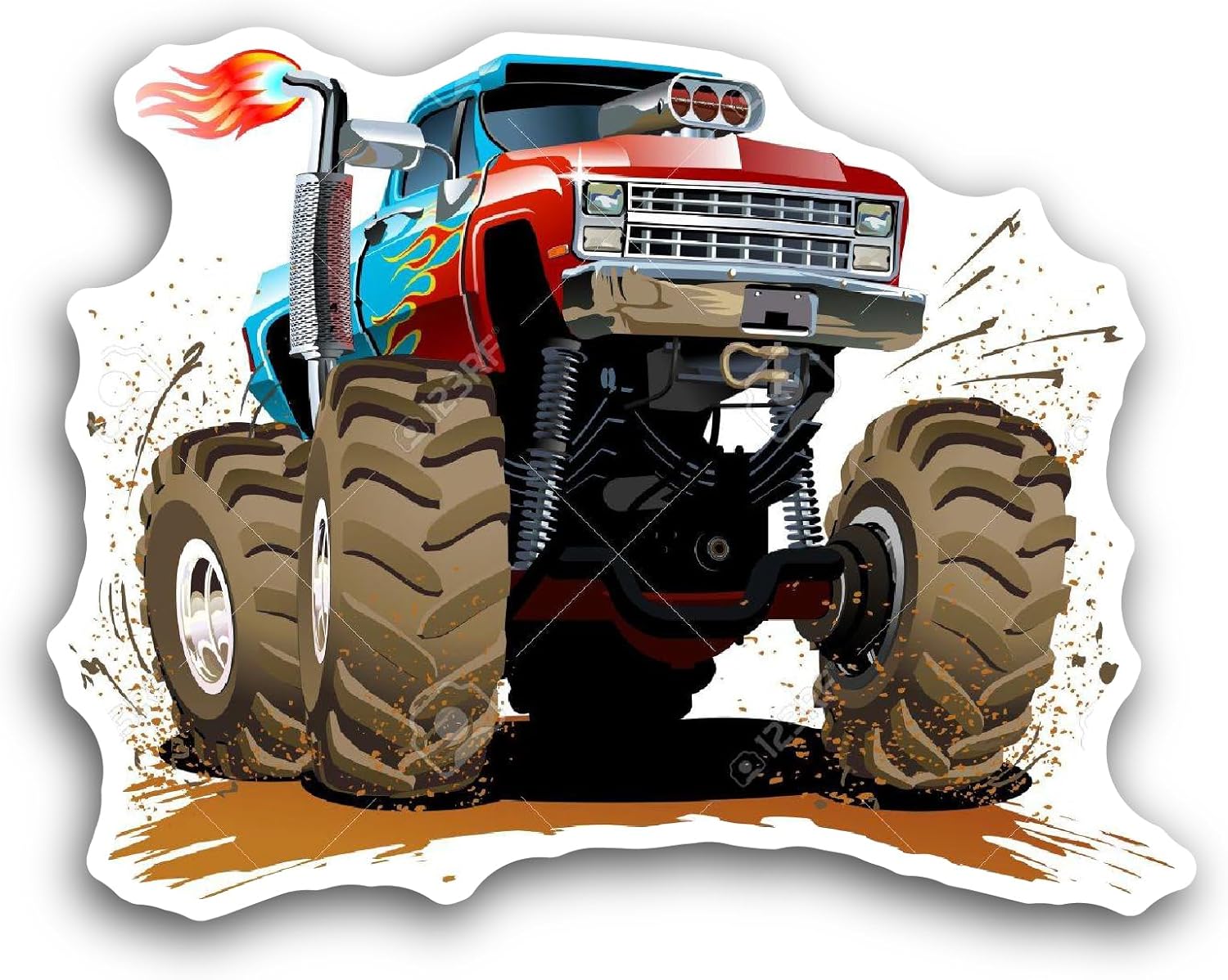 2 (Pieces) 3" and 5" Big Monster Truck Sticker, Waterproof Vinyl Decals for Many Purpose Like Cars, Trucks, Laptops, Phones, Windows and More