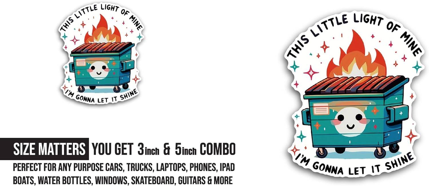 2 (Pieces) 3" and 5" This Little Light Sticker, Waterproof Vinyl Decals for Many Purpose Like Cars, Trucks, Laptops, Phones, Windows and More