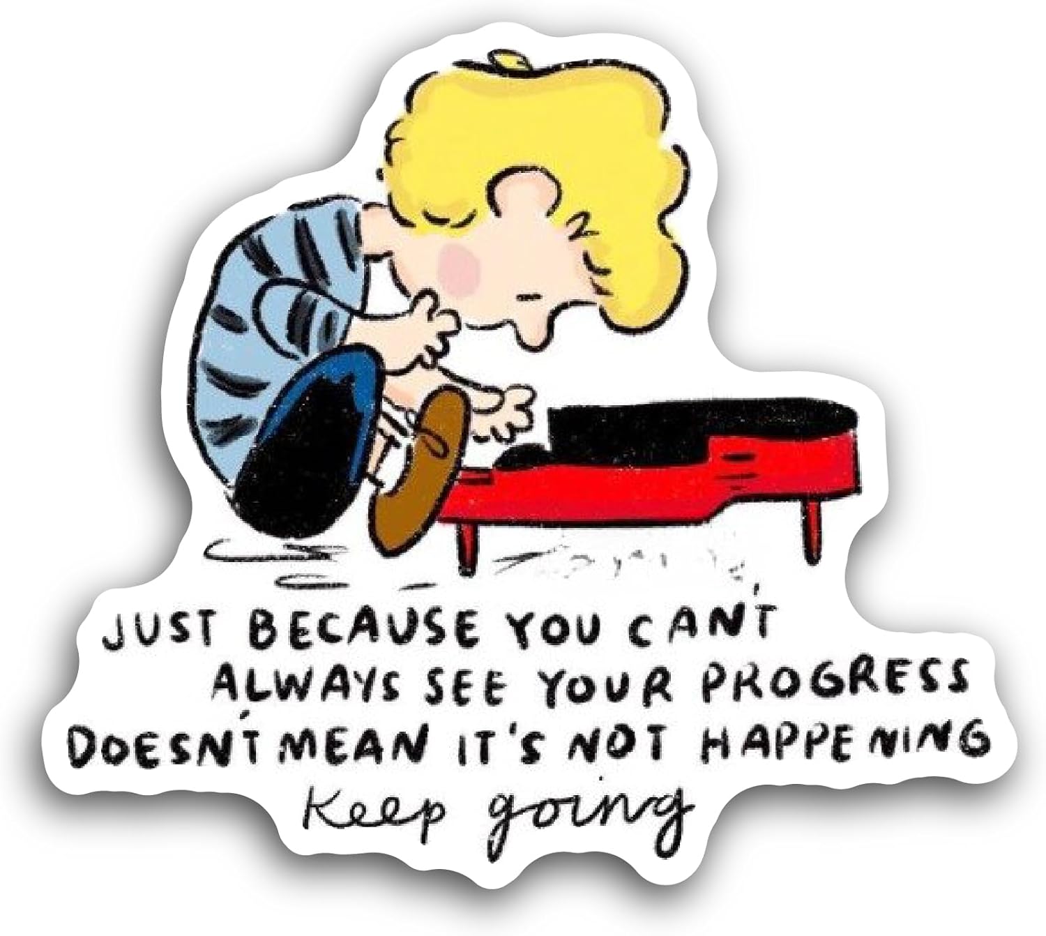 2 (Pieces) 3" and 5" Boy and Piano Cartoon Sticker, Waterproof Vinyl Decals for Many Purpose Like Cars, Trucks, Laptops, Phones, Windows and More