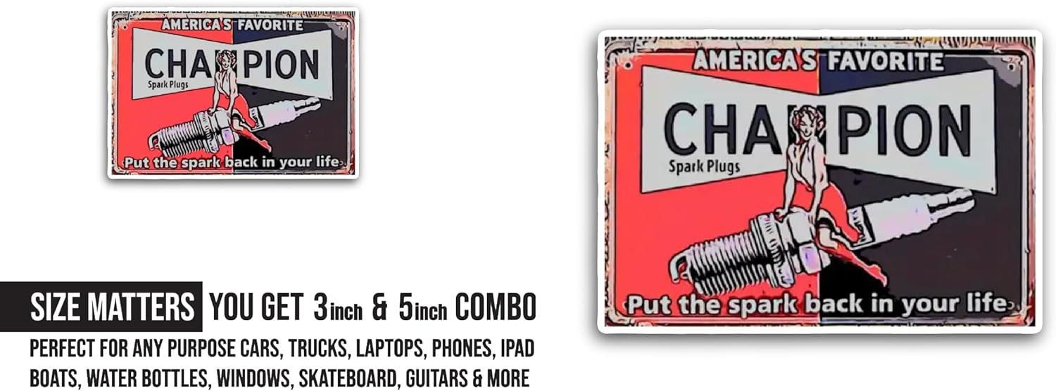 2 (Pieces) 3" and 5" Champion Sticker, Waterproof Vinyl Decals for Many Purpose Like Cars, Trucks, Laptops, Phones, Windows and More