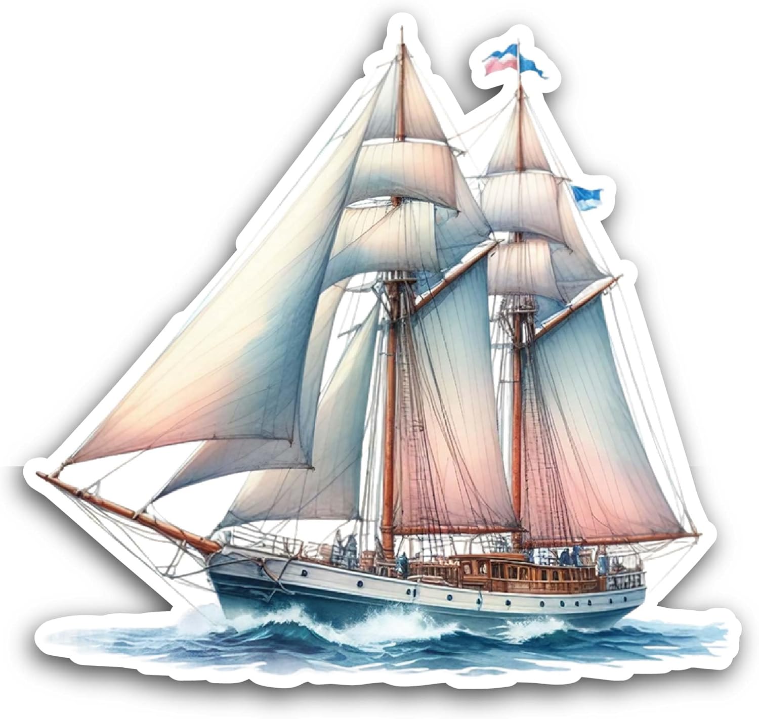 2 (Pieces) 3" and 5" Vintage Sailing Ship Sticker, Waterproof Vinyl Decals for Many Purpose Like Cars, Trucks, Laptops, Phones, Windows and More