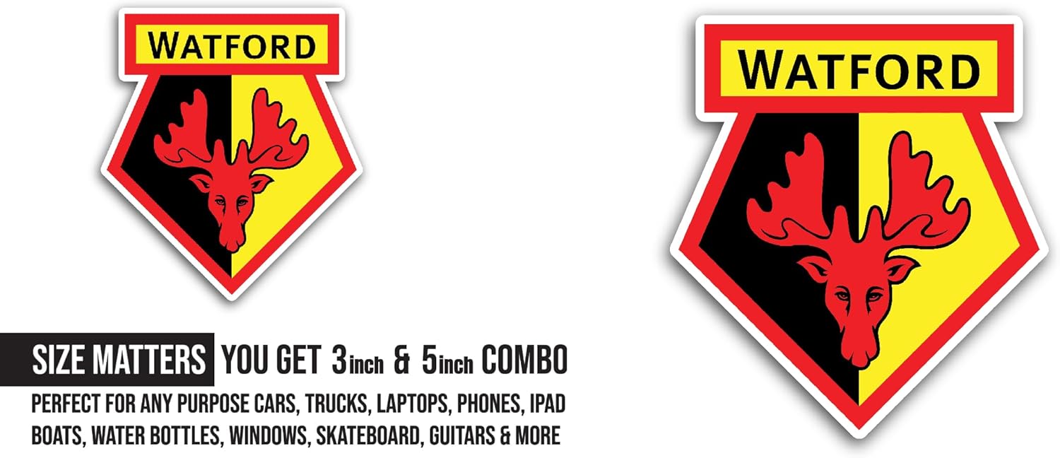 2 (Pieces) 3" and 5" Watf0rd Sticker, Waterproof Vinyl Decals for Many Purpose Like Cars, Trucks, Laptops, Phones, Windows and More