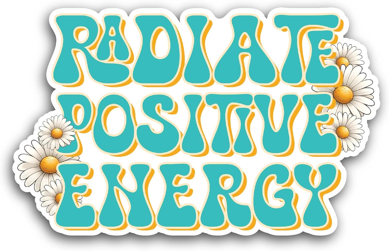 2 (Pieces) 3" and 5" Radiate Positive Energy Sticker, Waterproof Vinyl Decals for Many Purpose Like Cars, Trucks, Laptops, Phones, Windows and More