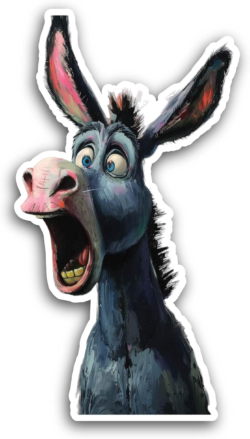 2 (Pieces) 3" and 5" Funny Donkey Sticker, Waterproof Vinyl Decals for Many Purpose Like Cars, Trucks, Laptops, Phones, Windows and More