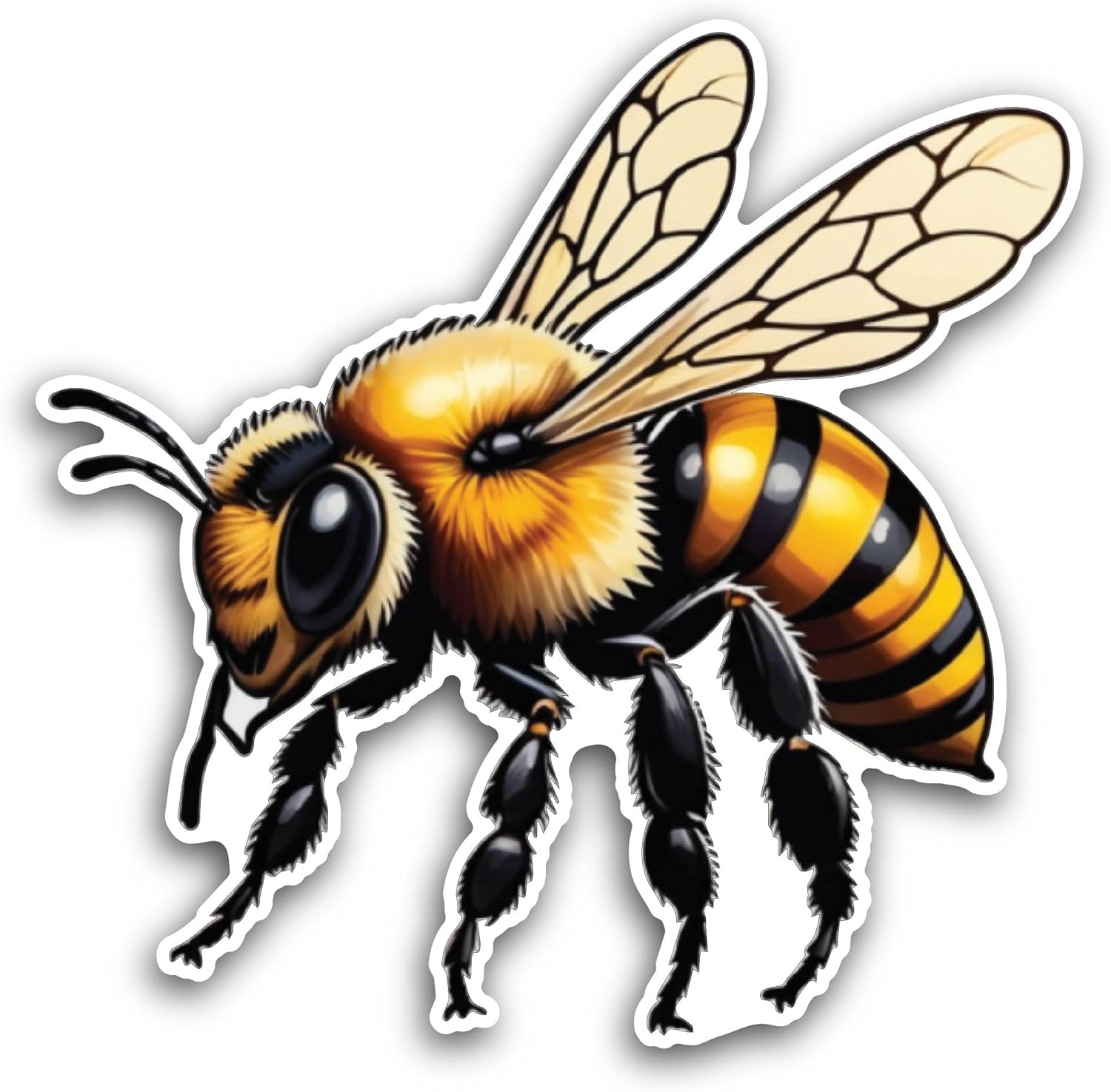 2 (Pieces) 3" and 5" Bee Sticker, Waterproof Vinyl Decals for Many Purpose Like Cars, Trucks, Laptops, Phones, Windows and More
